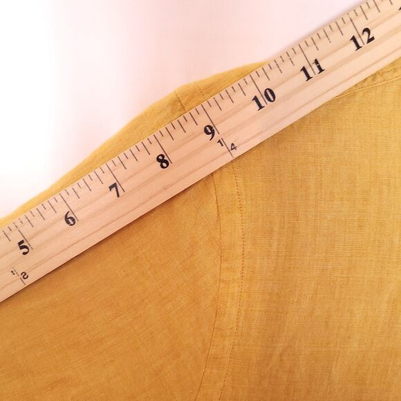 Billy Reid Linen Shirt Mens Medium Yellow Mustard Standard Fit Italy - Picture 8 of 12